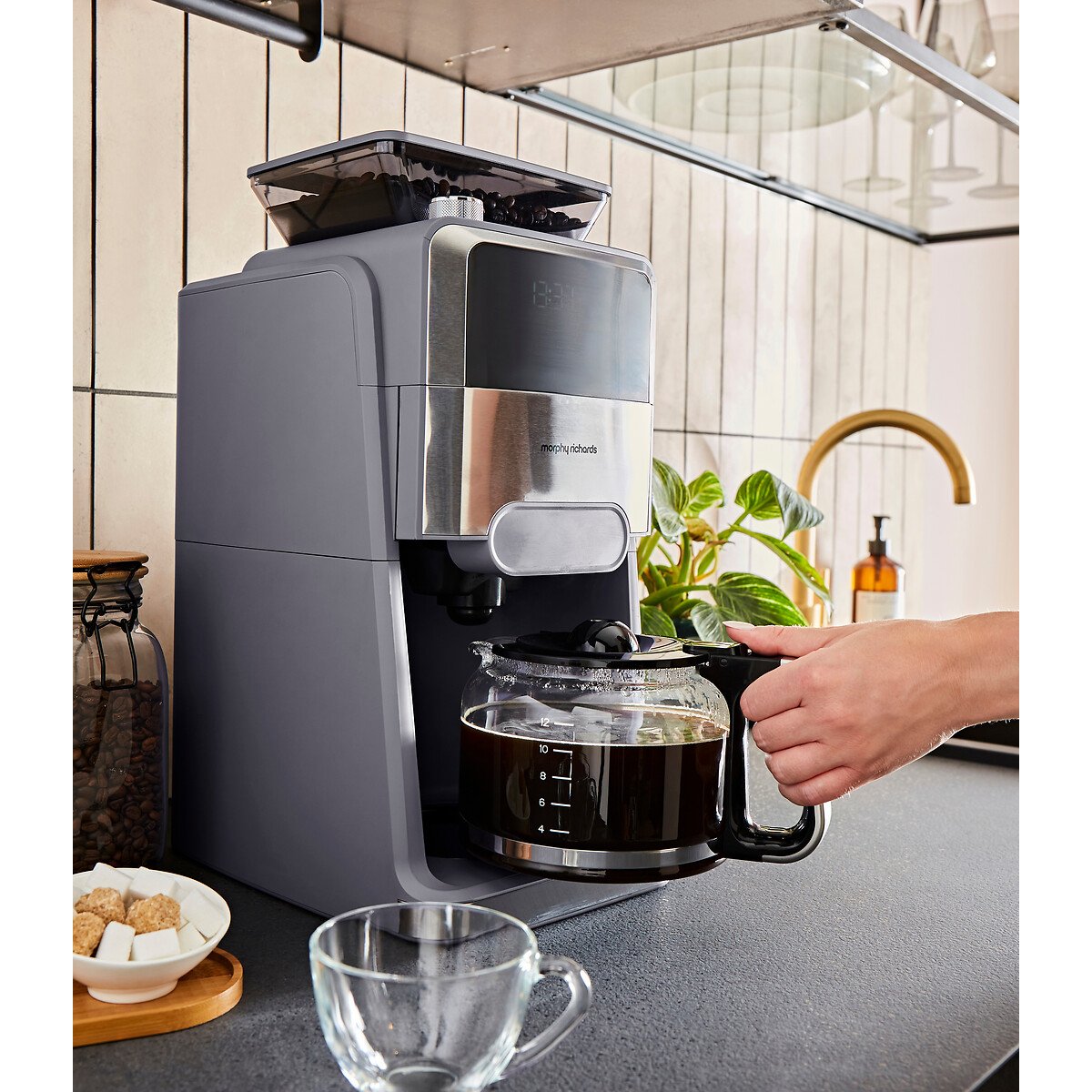 Zino Grind & Brew Automatic Filter Coffee Machine raw linen, MORPHY RICHARDS