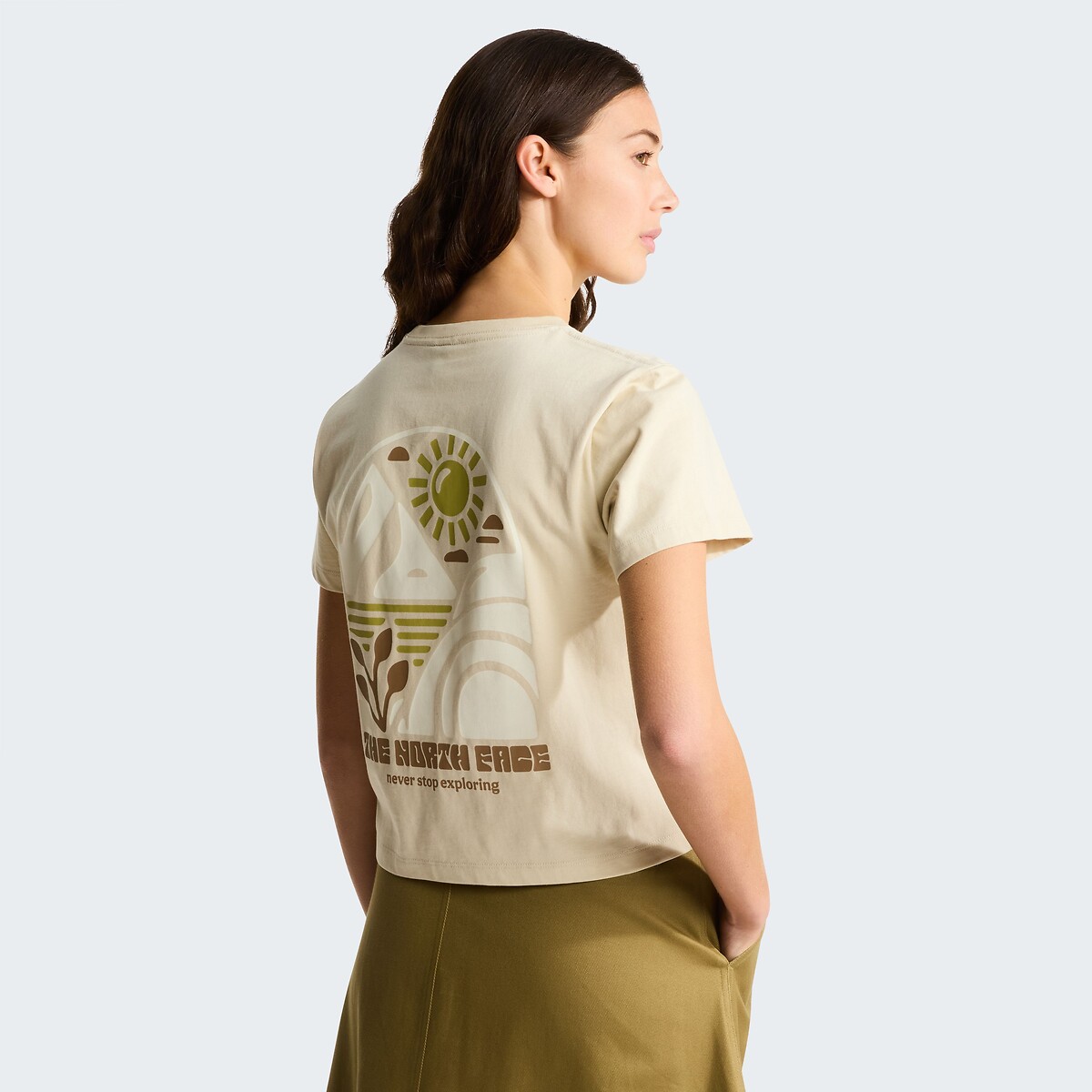 Camiseta de manga corta gráfica beige , THE NORTH FACE