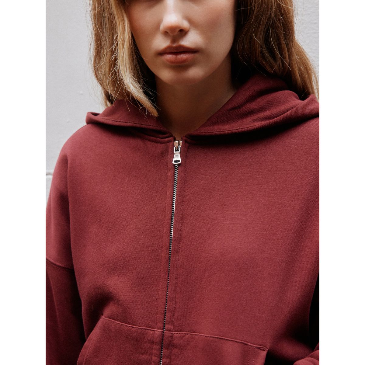 Sweat à capuche zippé rouge bordeaux, NEXT