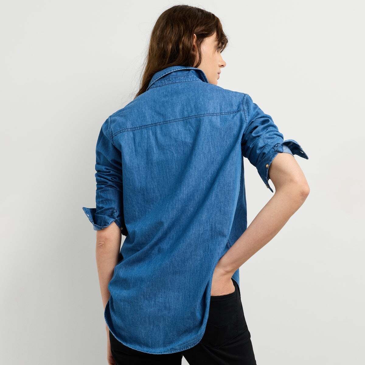 Chemise Coupe Regular En Denim 5oz  2/1 bleu shirting denim, PEPE JEANS