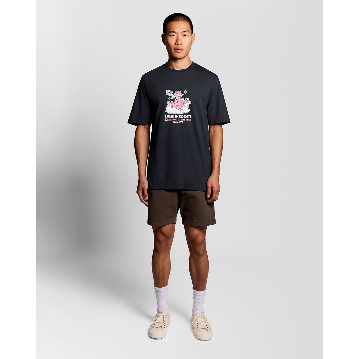 T-shirt imprimé dos graphique bleu foncé marine, LYLE & SCOTT
