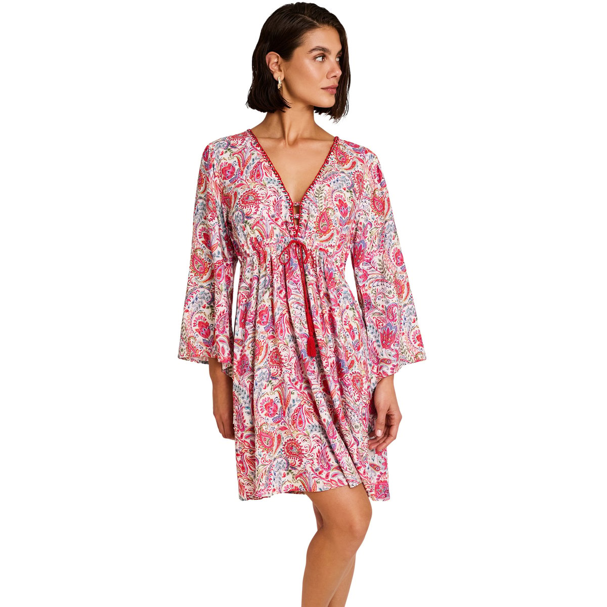Robe tunique de plage manches longues MIRAGE blanc, SELMARK MARE