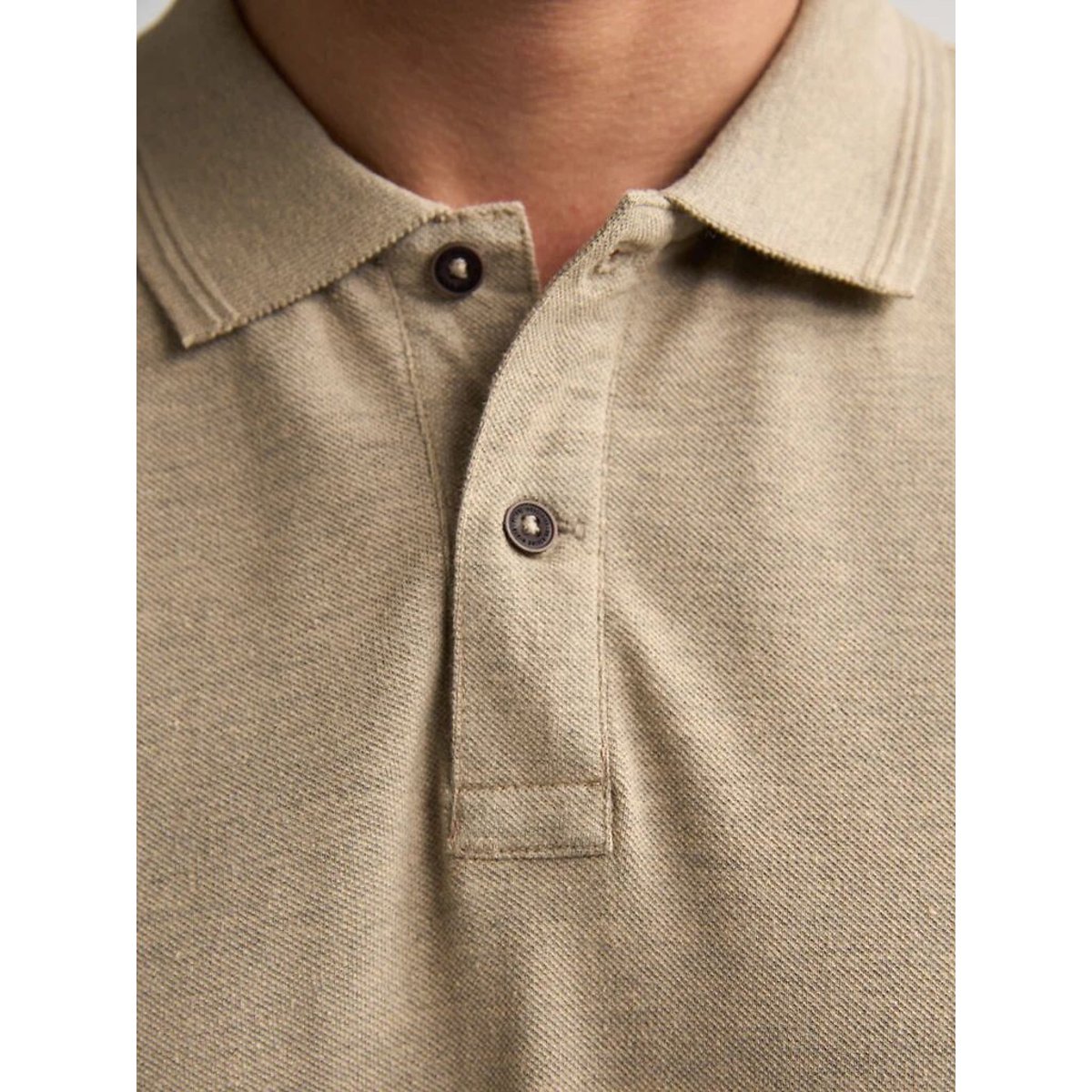Poloshirt in chiné met korte mouwen camel, PETROL INDUSTRIES