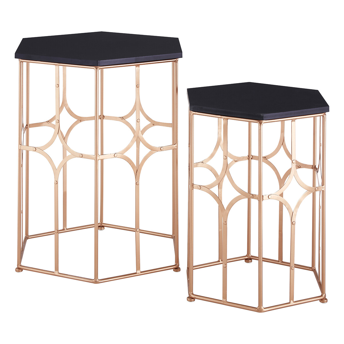 Set of 2 Rose Gold Side Tables gold-coloured, SO'HOME
