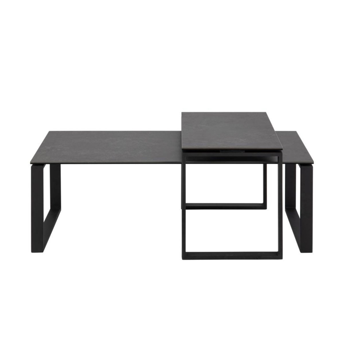Tables basses rectangulaires en céramique et métal (set de 2) - KATHY gris, HELLIN, DEPUIS 1862