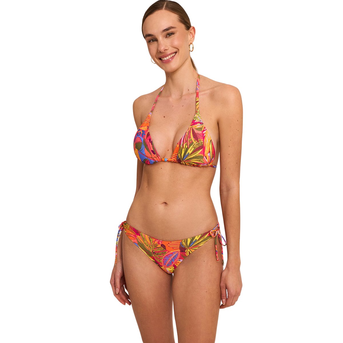Bas maillot slip de bain taille basse à nouettes SUNSET orange, SELMARK MARE