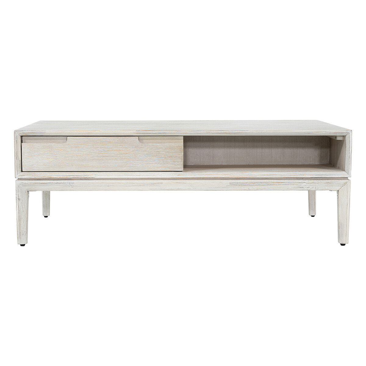 Giano Acacia Wood Storage Coffee Table ivory white, SO'HOME