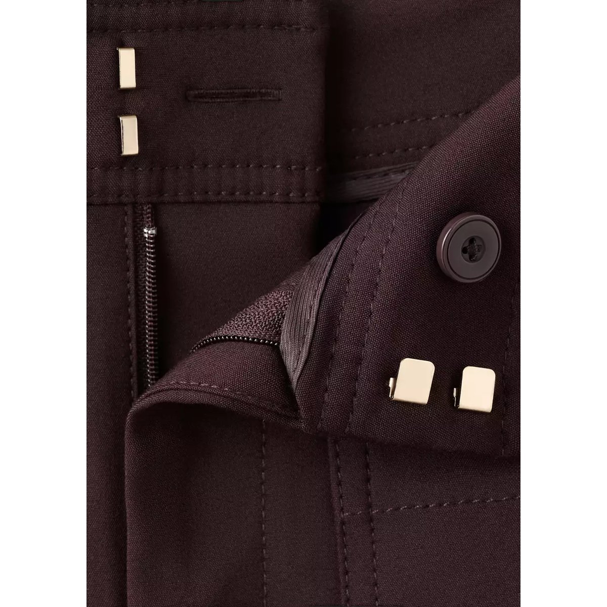 Pantalon droit boutons bijou lie de vin, MANGO