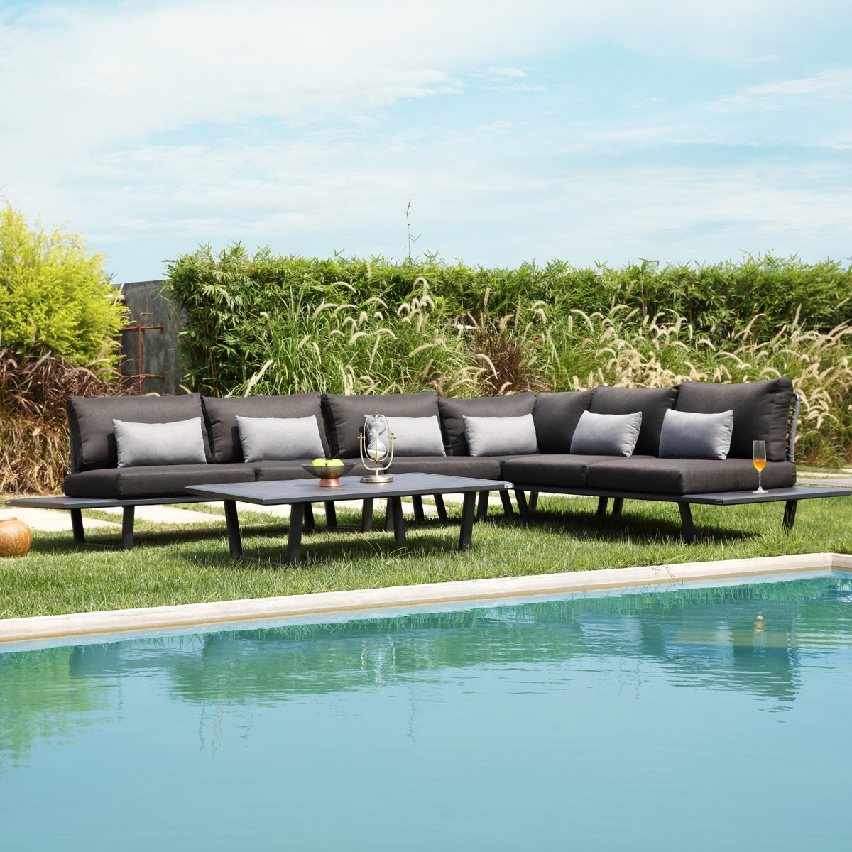 Salon de jardin en aluminium, SOPHIA gris anthracite, AU JARDIN DE CHLOÉ