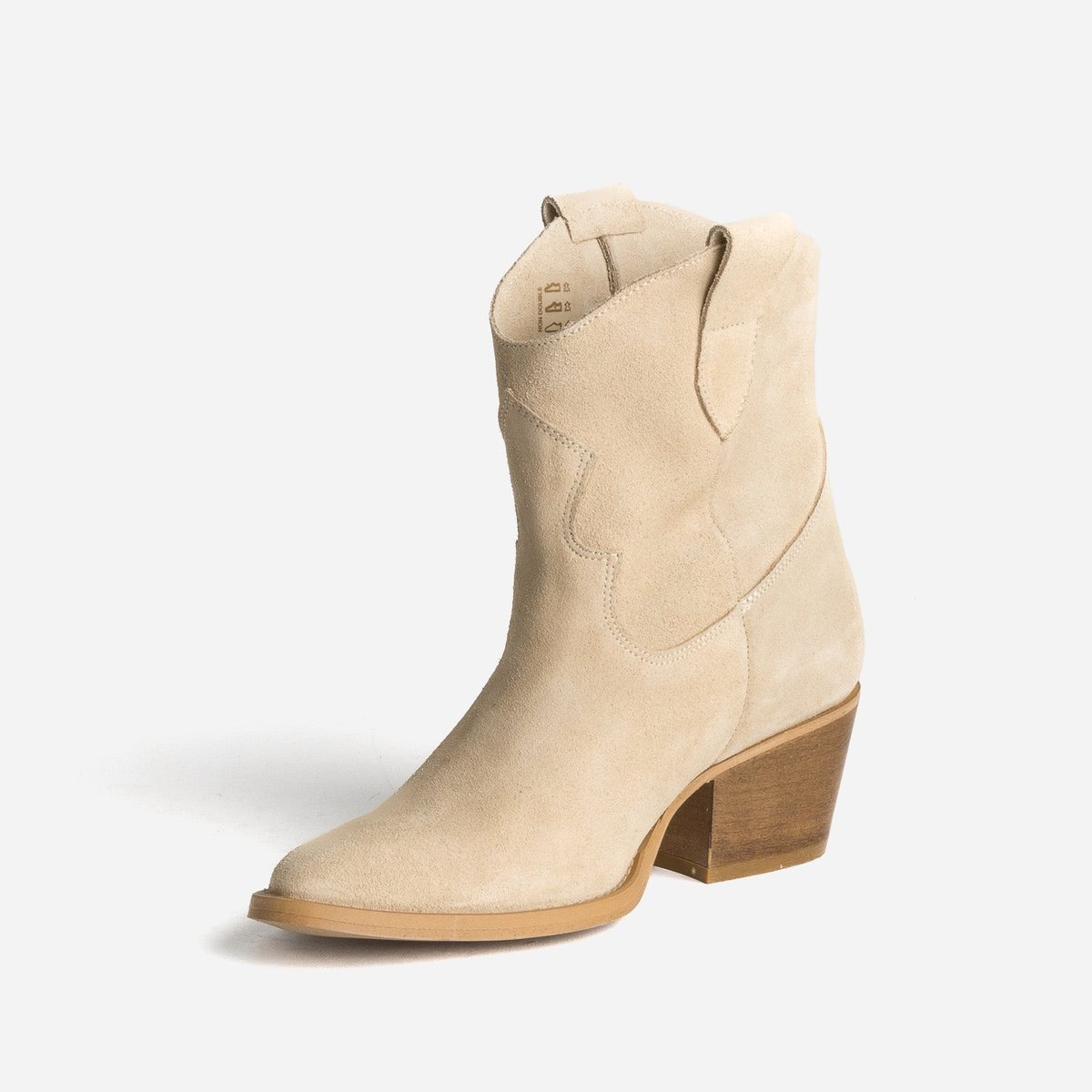 Boots À Talon en cuir SERAPHINE sable, TEXTO