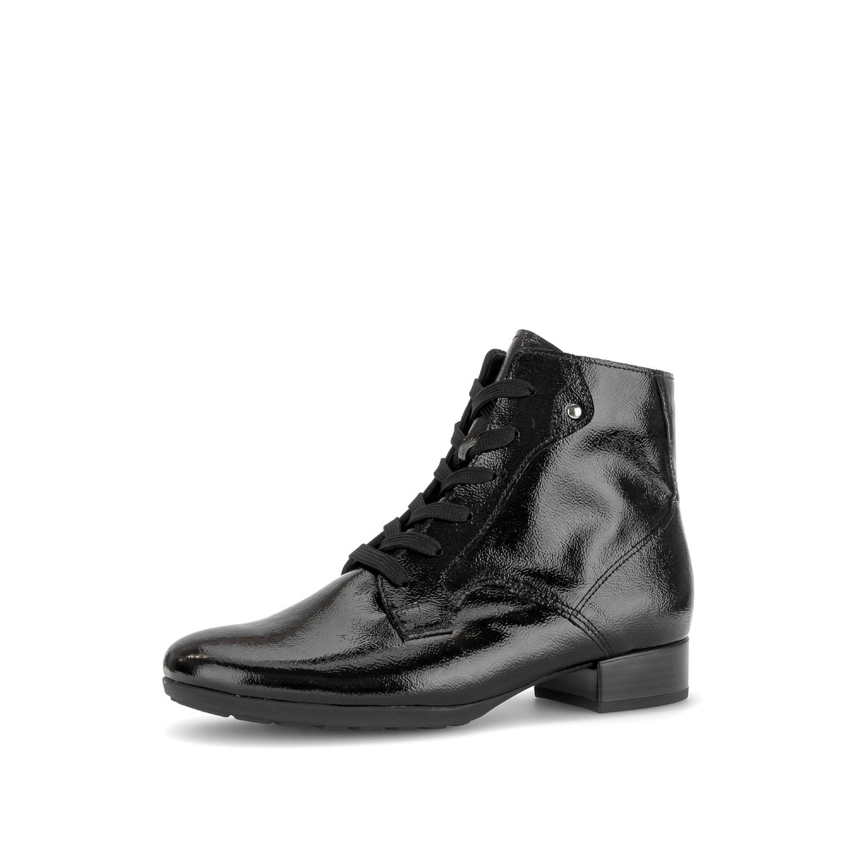 Bottines en cuir verni à talon décroché noir, GABOR
