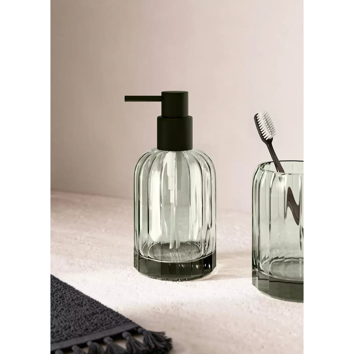 Distributeur de savon verre vert, MANGO HOME