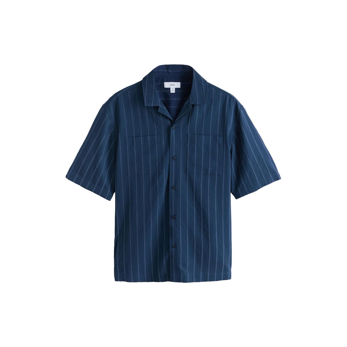 Chemise à manches courtes rayée texturée bleu marine, NEXT