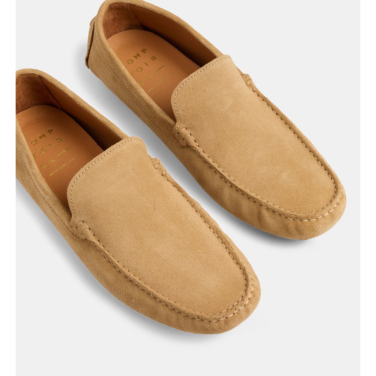 Mocassins isidore en cuir velours beige, COMPTOIR GL