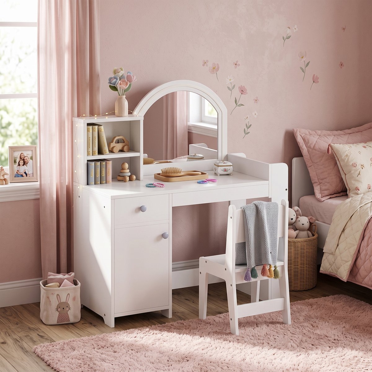 Ensemble de coiffeuse pour enfants MDF Blanc blanc, AIYAPLAY