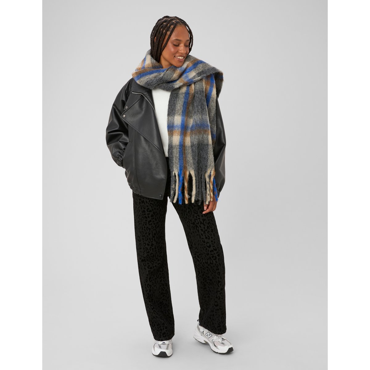 Pantalon imprimé coupe droite noir, BZB