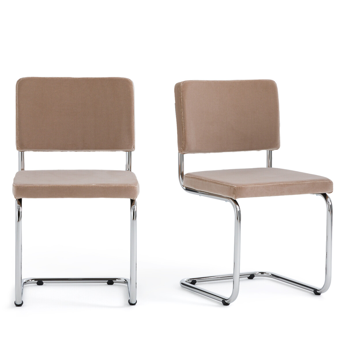 Set van 2 cantilever stoelen in fluweel, Sarva beige   , LA REDOUTE INTERIEURS