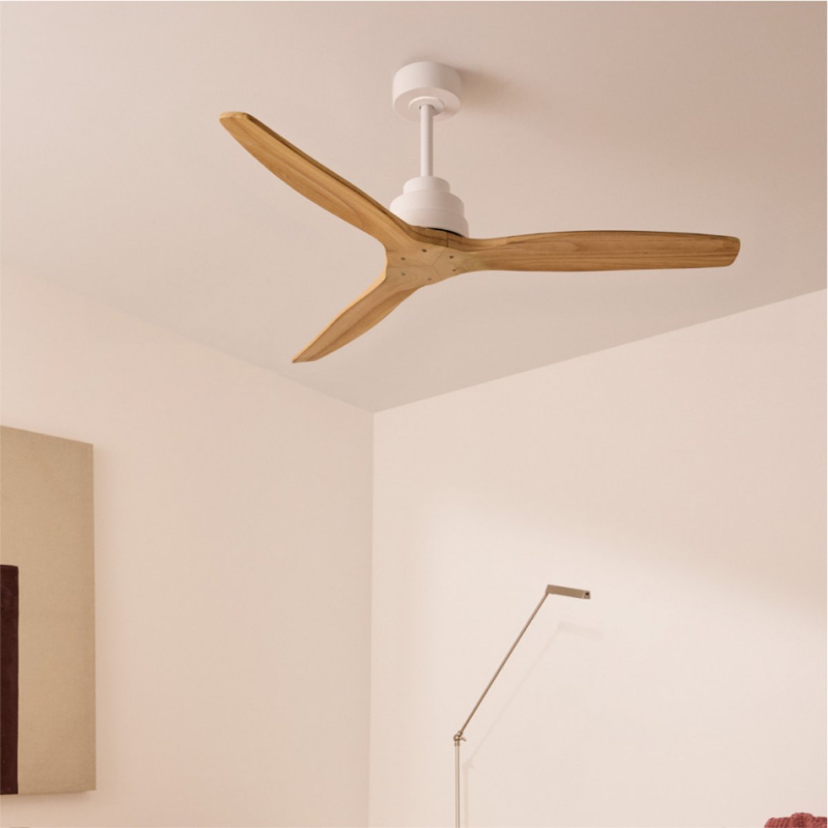 Ventilateur de plafond 40W sans lumière et télécommande WIND STYLANCE NATURAL WOOD blanc/bois naturel, CREATE