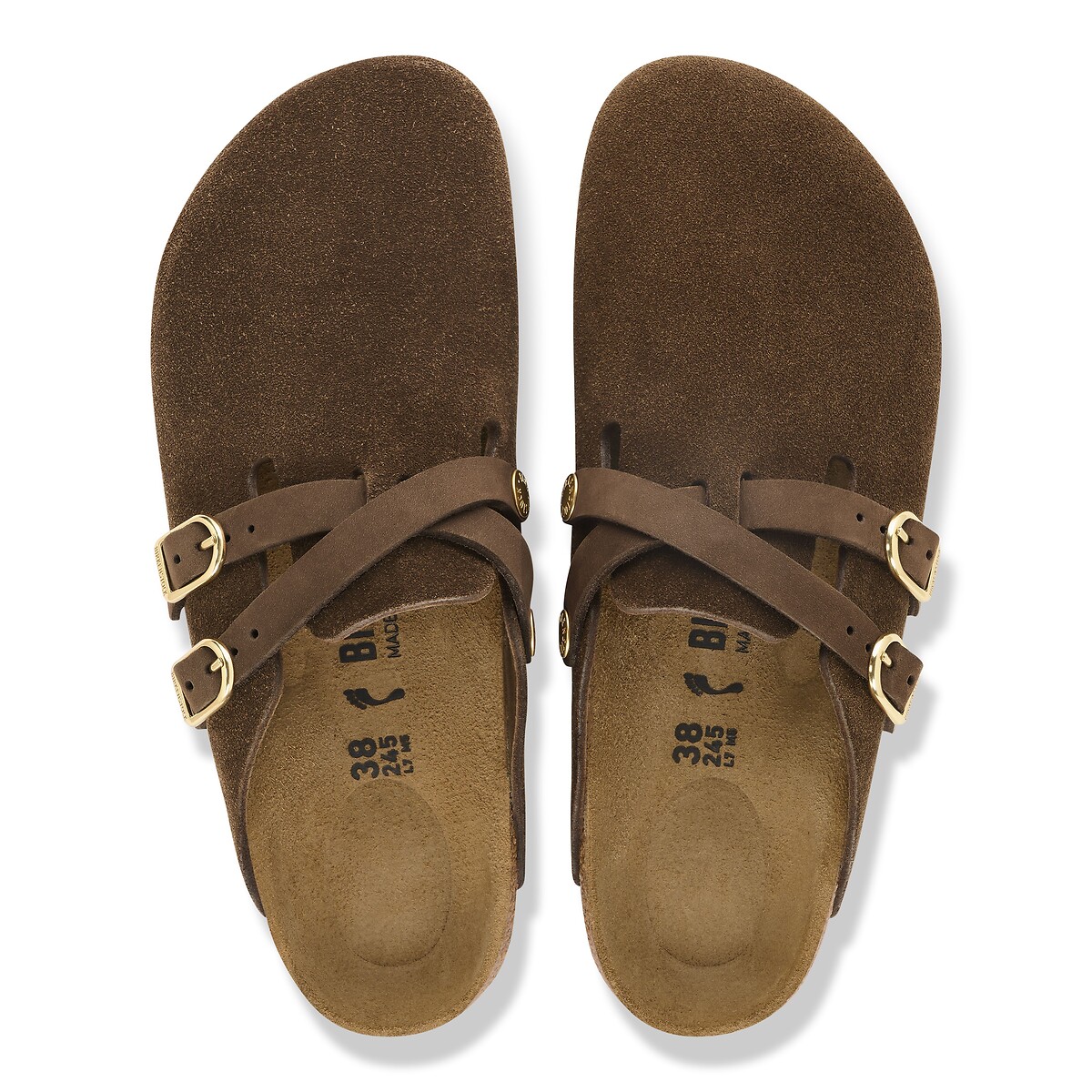 Sabots en cuir suédé, BLAIR D-BUCKLE marron, BIRKENSTOCK