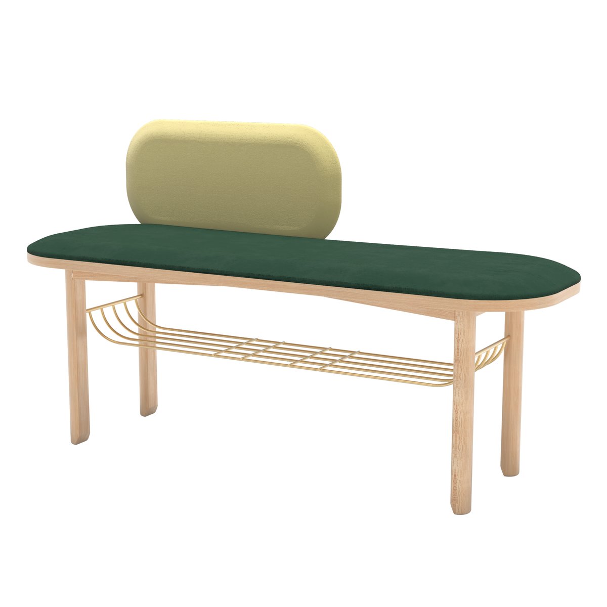 Banc d'entrée avec dossier et rangement, EUSTACHE vert, HARTO