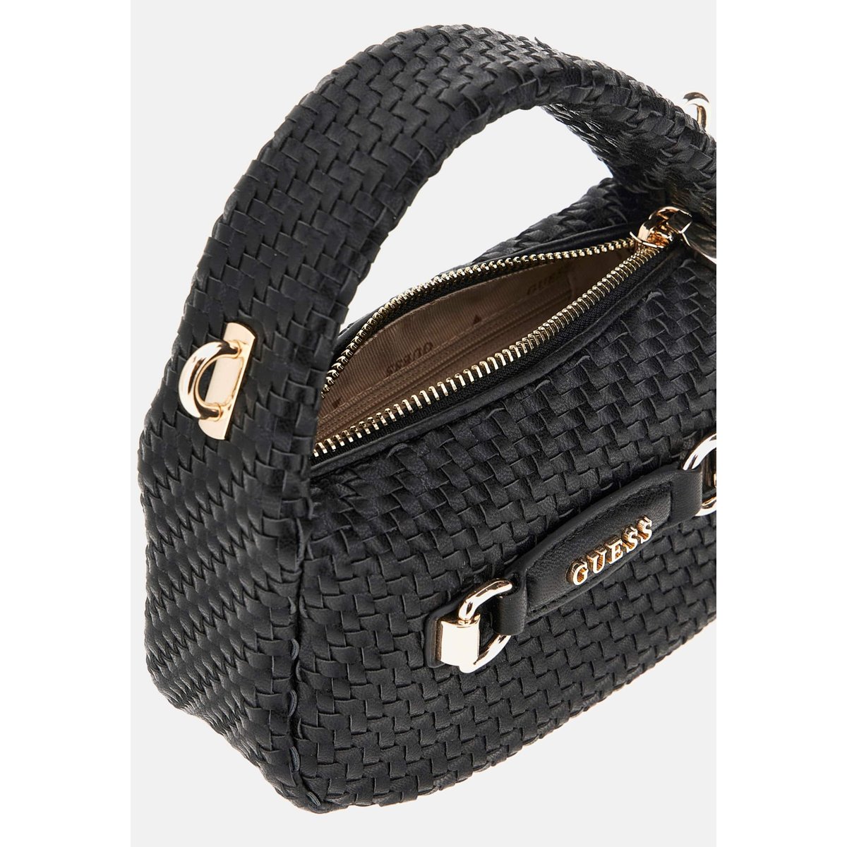 Mini Sac Hobo Francy Tressé noir, GUESS