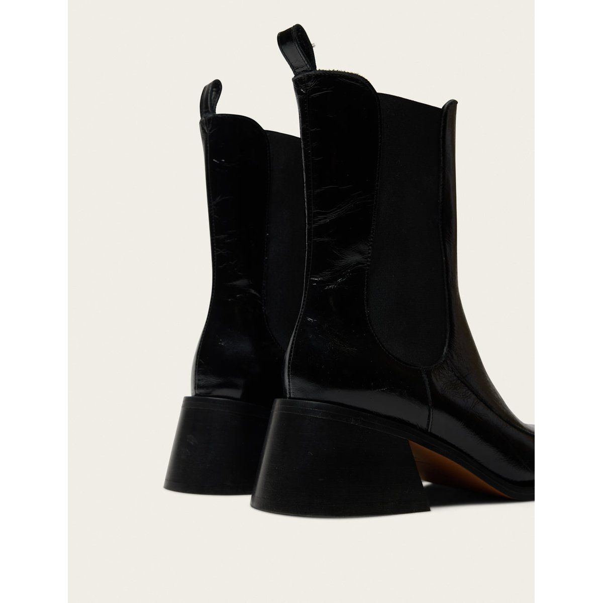Bottines à talons TOLI cuir plissé noir, ODAJE