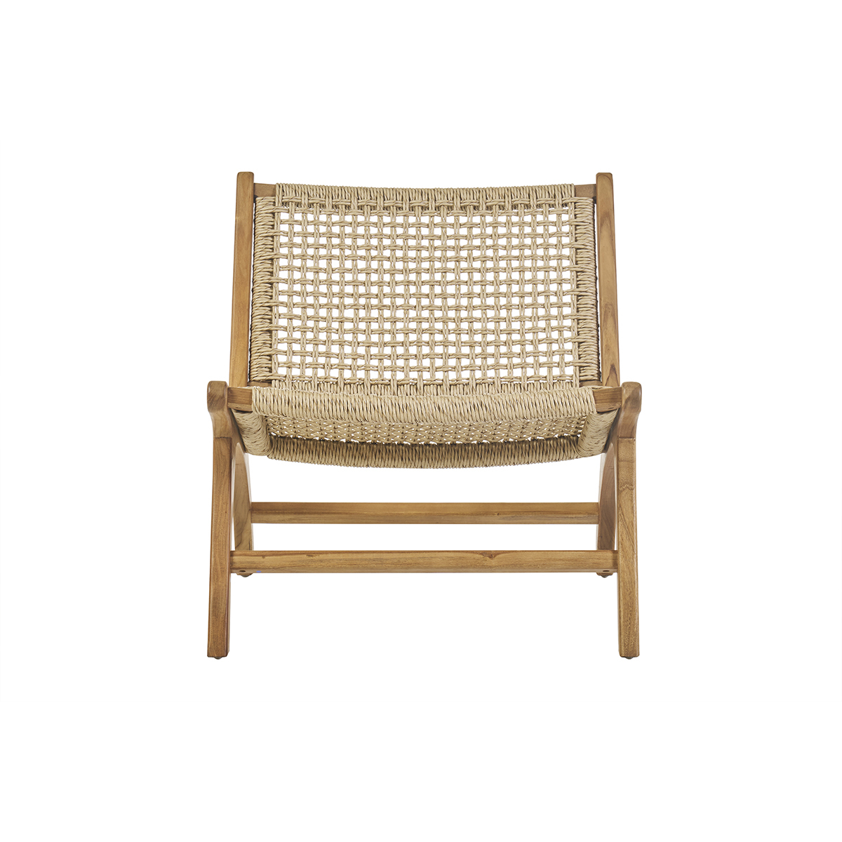 Fauteuil lounge en bois teck massif et corde tressée SUMBA marron, MILIBOO