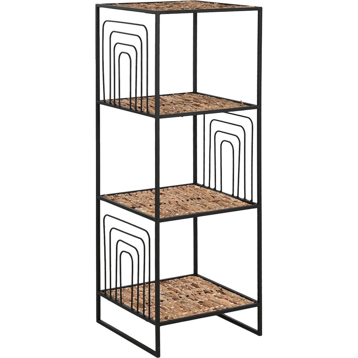 Étagère métal et bois Design contemporain noir avec touches de bois naturel, RECOLLECTION