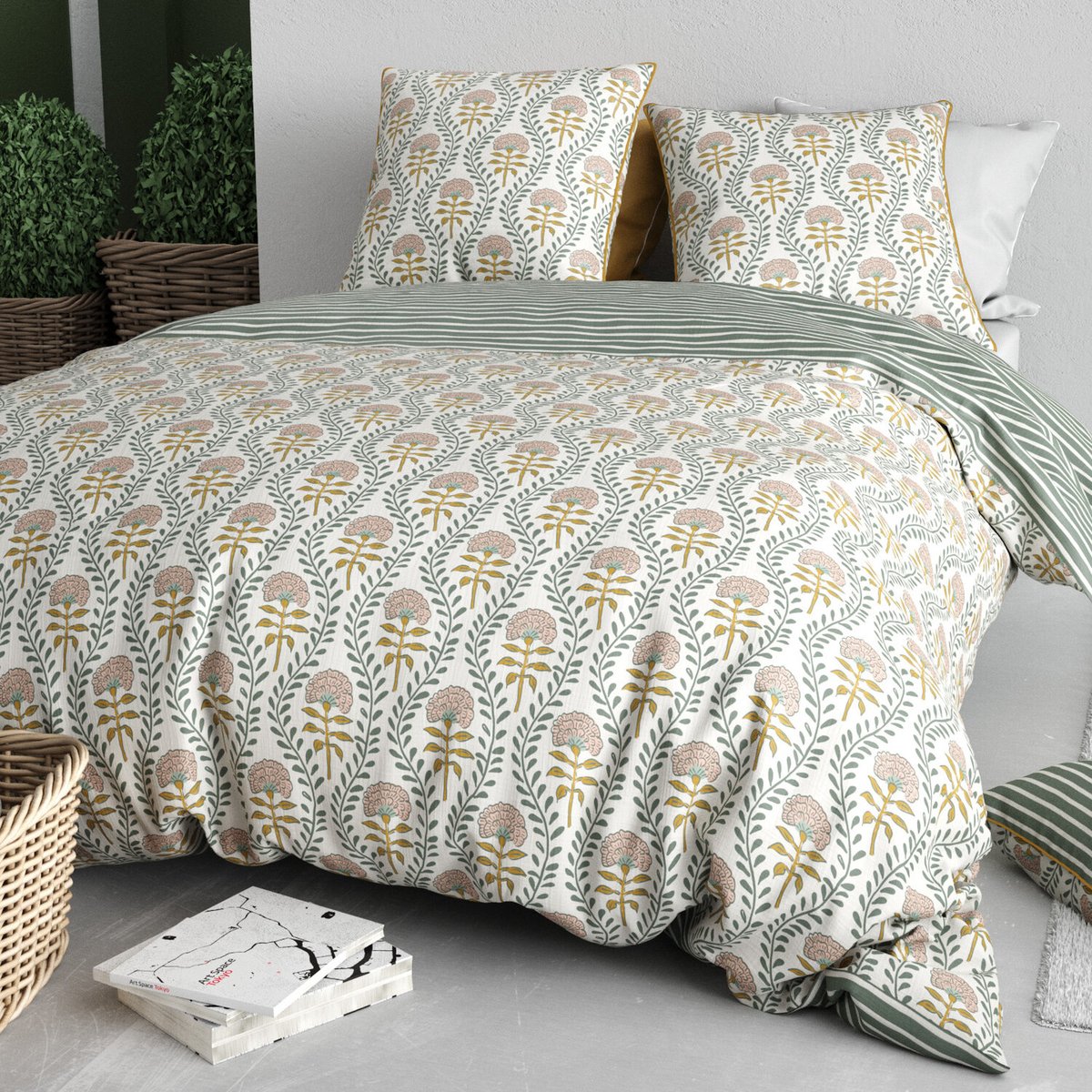 Parure housse de couette en coton imprimée, Pietra imprime, C DESIGN HOME TEXTILE