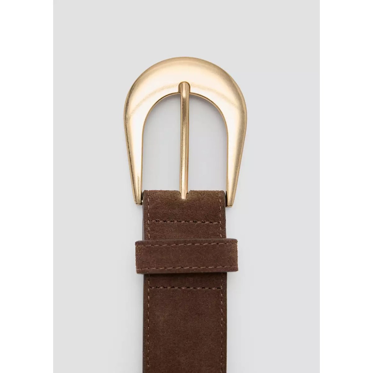 Ceinture cuir boucle chocolat, MANGO