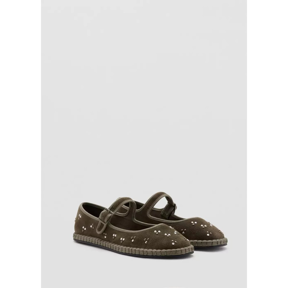 Espadrilles à boucle avec clous décoratifs kaki, MANGO KIDS