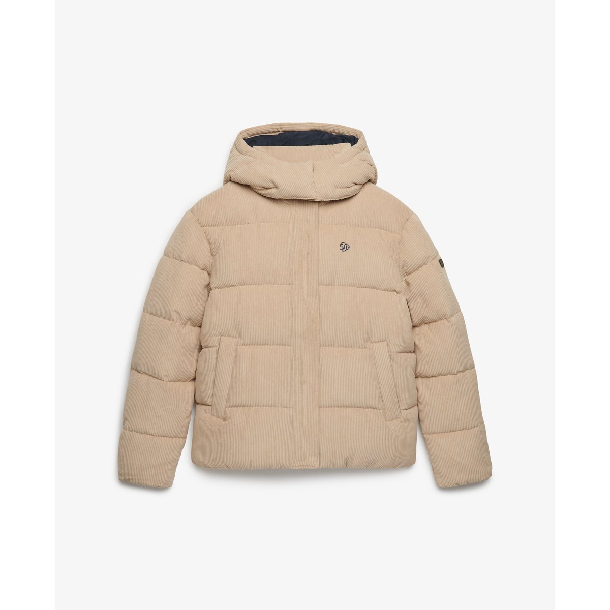 Doudoune à Capuche en Velours Premium brun encens, SUPERDRY