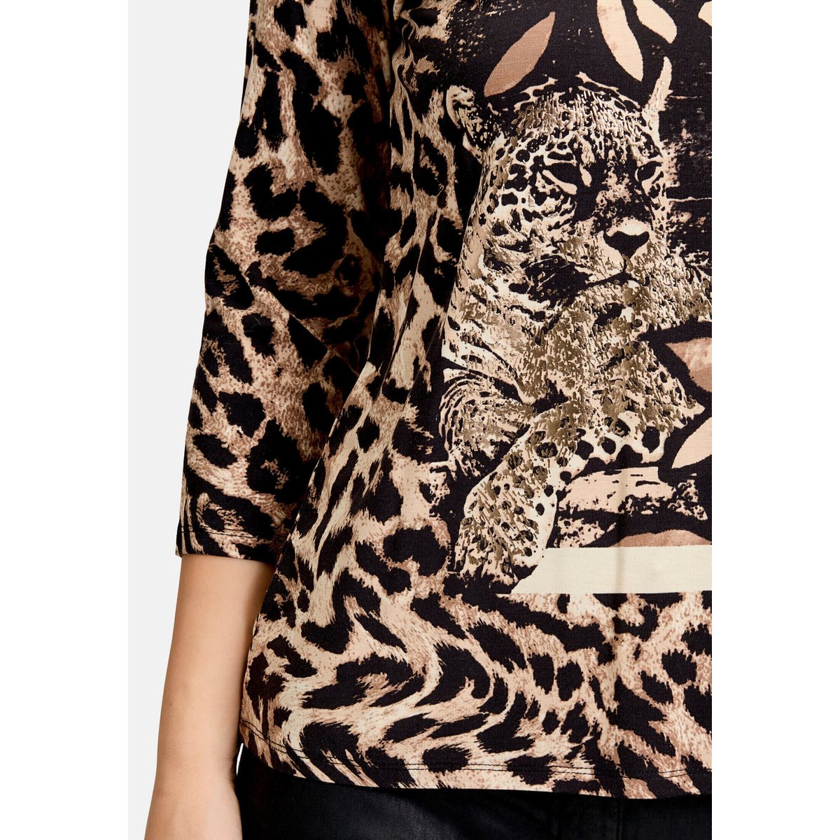 T-shirt basique à imprimé noir/beige, BETTY BARCLAY
