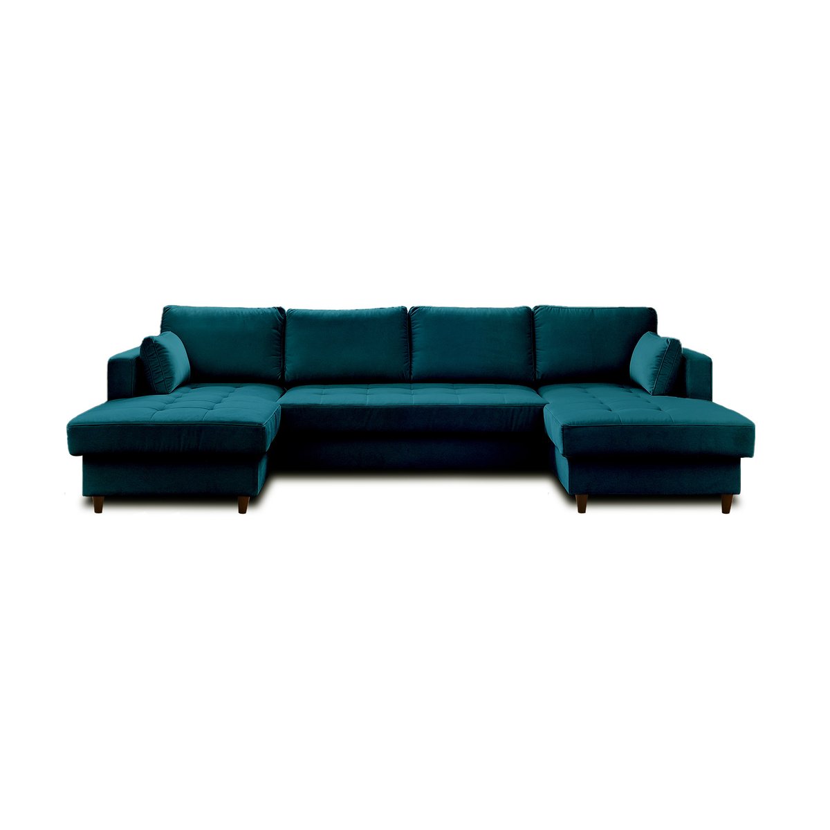 Canapé Panoramique Convertible 7 places - ANNA bleu canard, BEST MOBILIER
