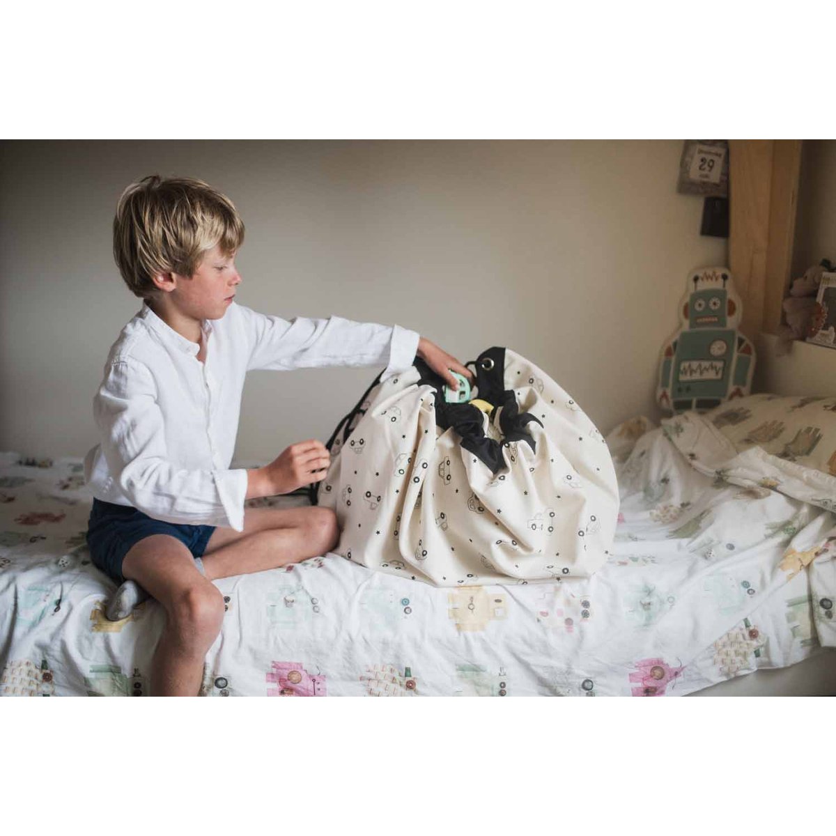 play&go - tapis de jeu & sac à jouets - playville ecru/noir, PLAY ET GO