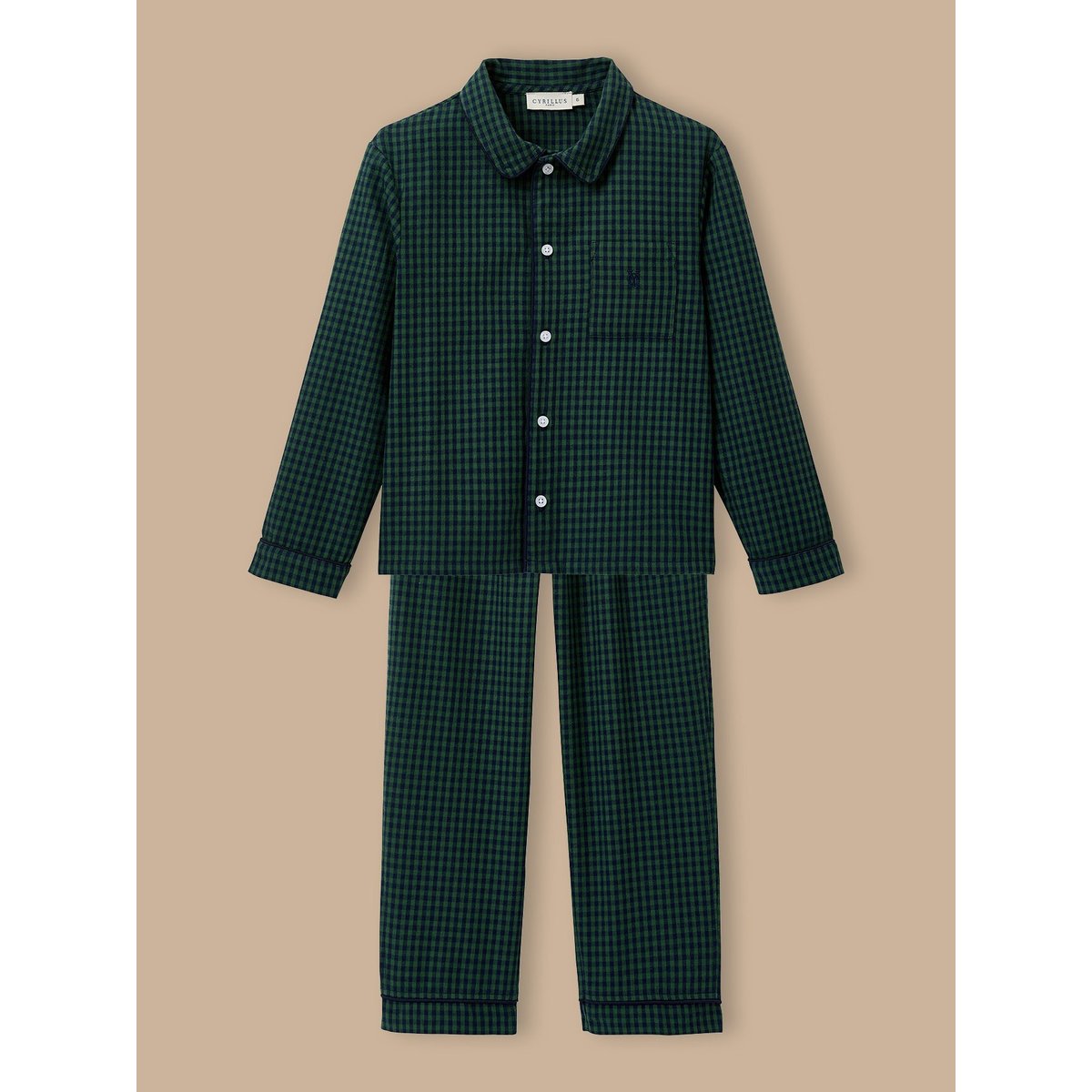 Pyjama grand-père carreaux carreaux bleu/vert, CYRILLUS