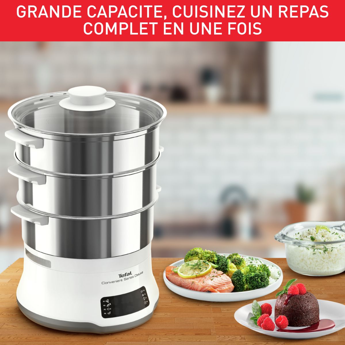 Cuiseur vapeur Convenient series deluxe VC502D10 couleur unique, TEFAL