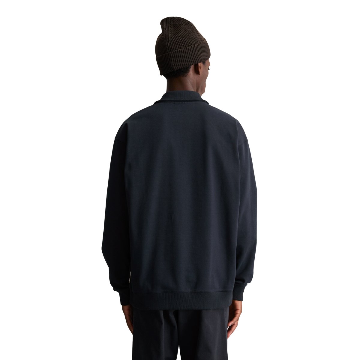 Sweat-shirt polo coupe classique en jersey interlock épais bleu, MARC O’POLO DENIM