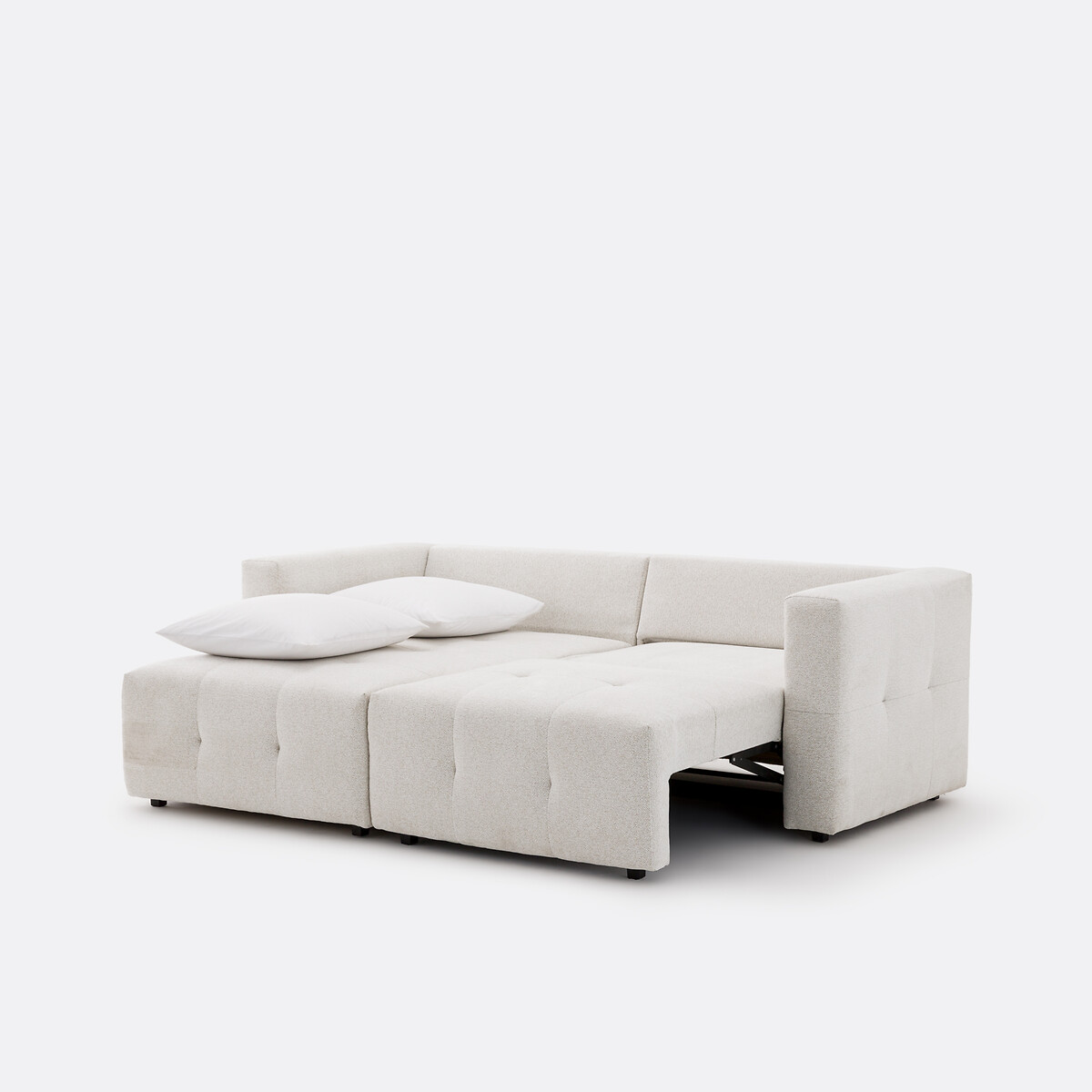 Umkehrbares Ecksofa, umwandelbar, 3-Sitzer, aus melierter Chenille, MASI ecru, LA REDOUTE INTERIEURS