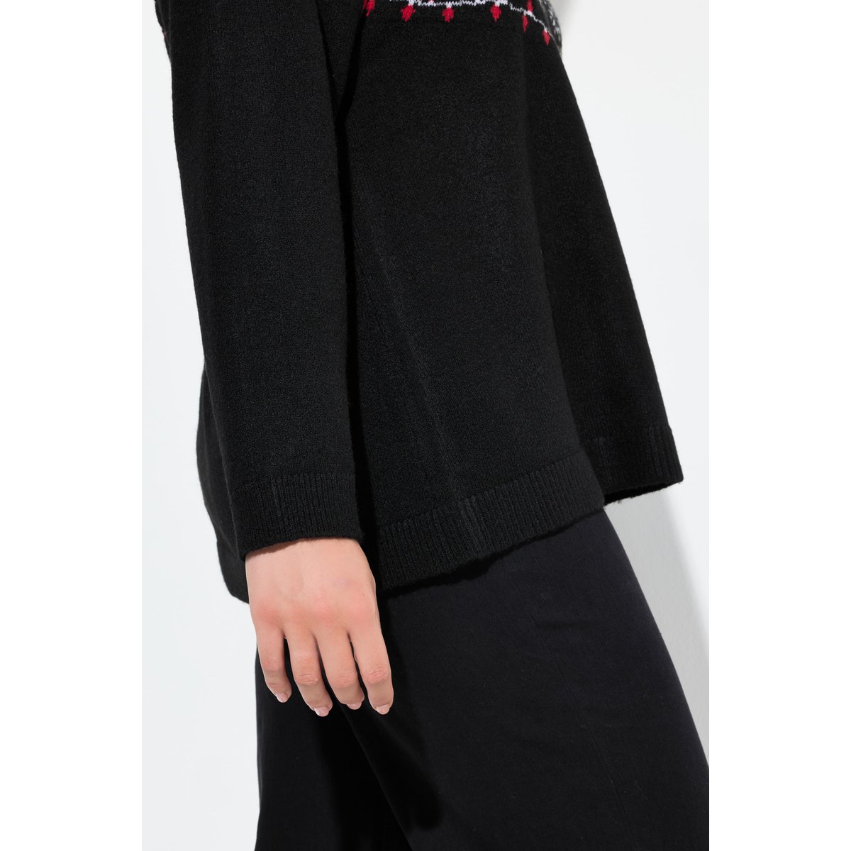 Pull norvégien de Noël à col montant noir, ULLA POPKEN