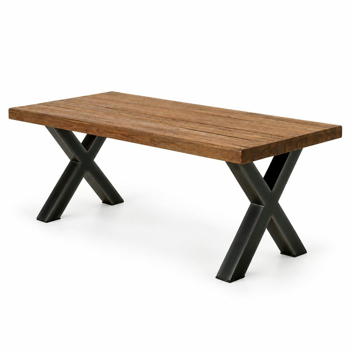 Table à manger en bois recyclé teck massif naturel et pieds métal 180x90cm KERALA bois naturel, PIER IMPORT