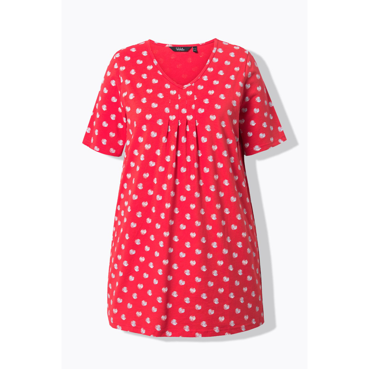 T-shirt avec plis fantaisie, coupe évasée corail, ULLA POPKEN