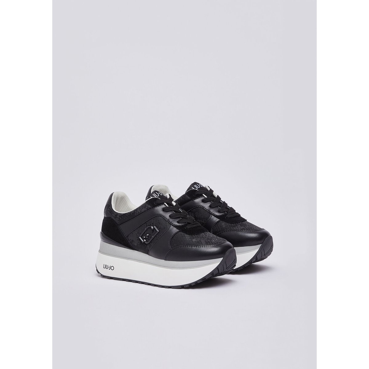 Sneakers super plateforme effet python noir, LIU JO