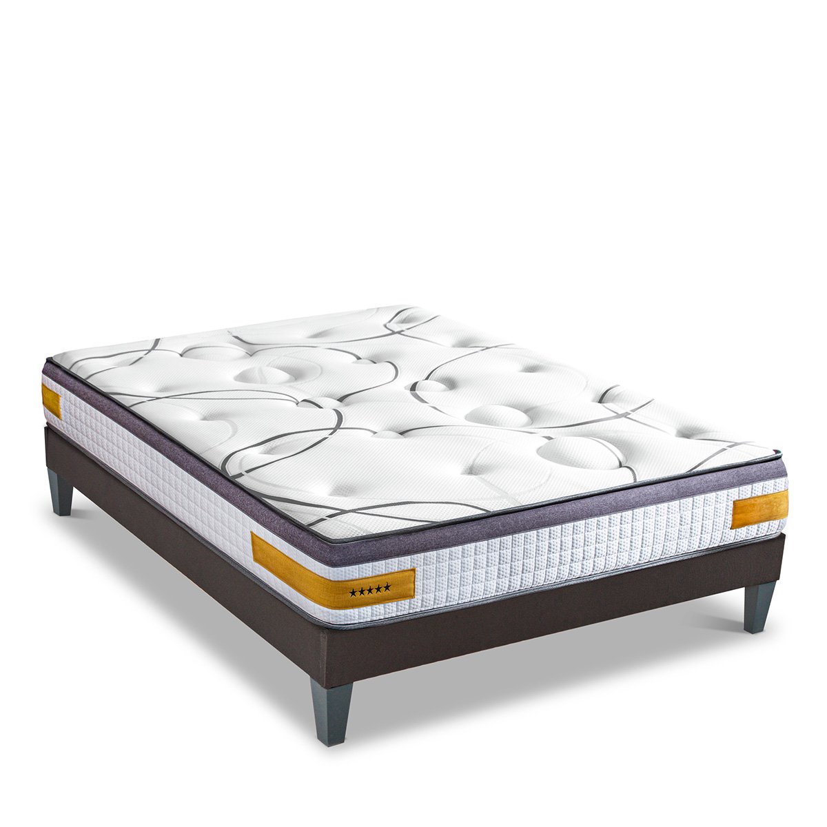 Ensemble Matelas Mémoire de forme COPENHAGUE avec sommier couleur unique, BELLECOUR