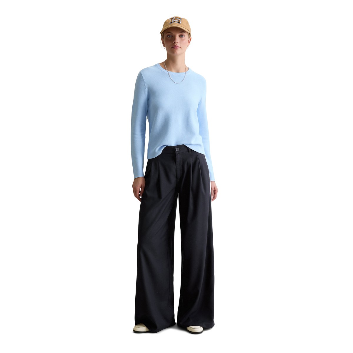Pull-over regular en pur coton organique bleu clair, MARC O’POLO DENIM