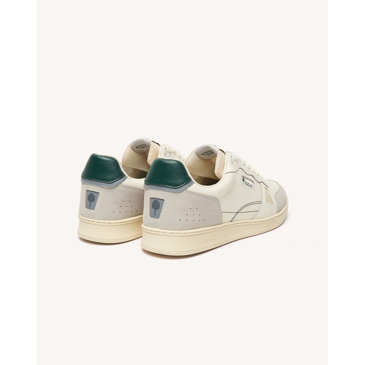 Baskets basses en cuir blanc et vert, FAGUO
