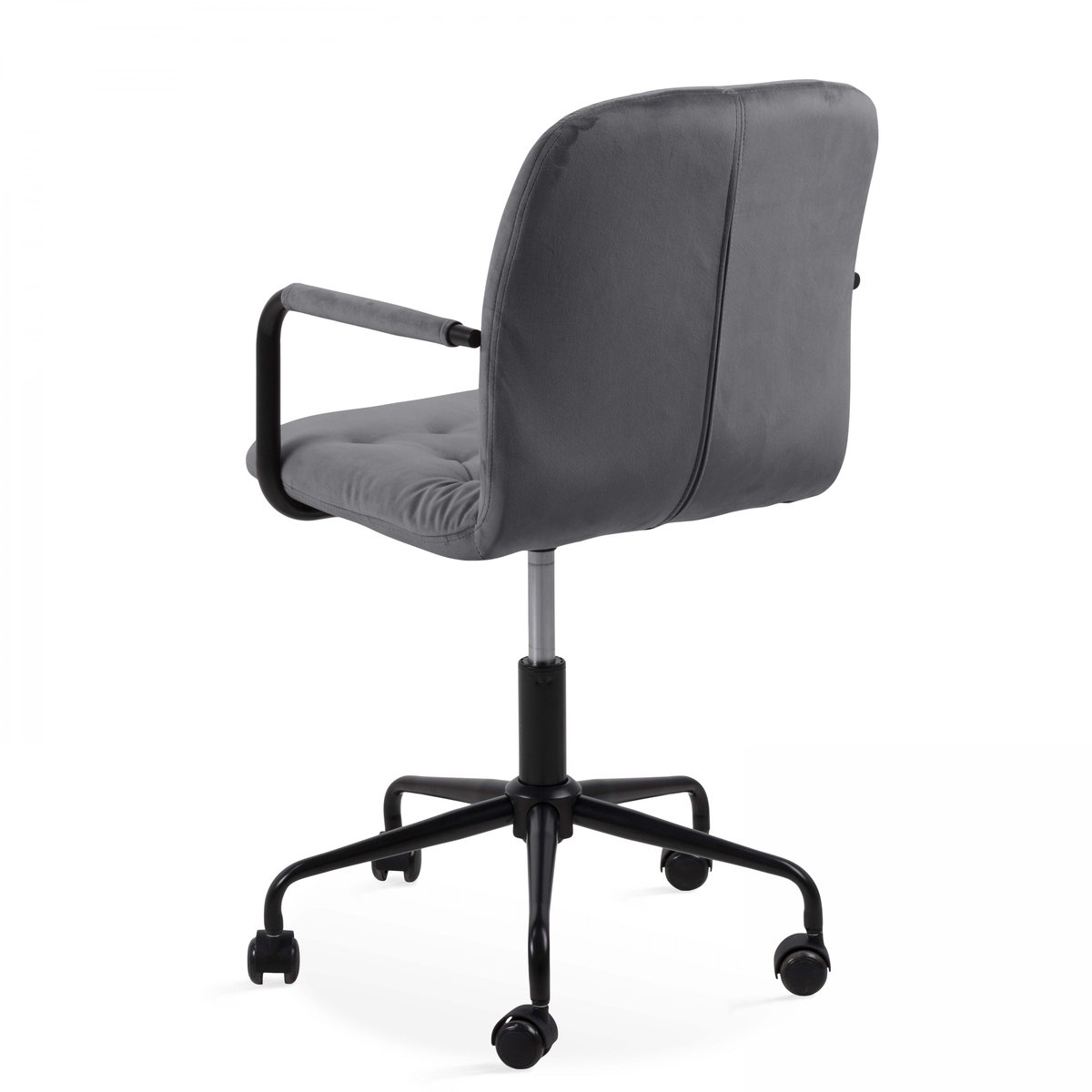 Fauteuil de bureau en velours assise capitonnée, MATT gris, OVIALA