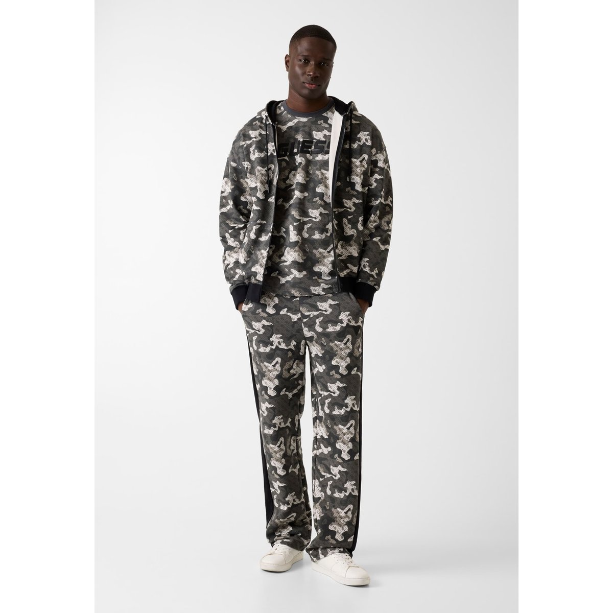 Pantalon Droit À Imprimé Camouflage camouflage, GUESS