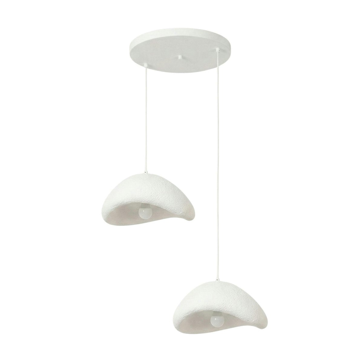 Suspension salle à manger blanche design 2 abat-jour 74 cm NOXIS blanc, PIER IMPORT