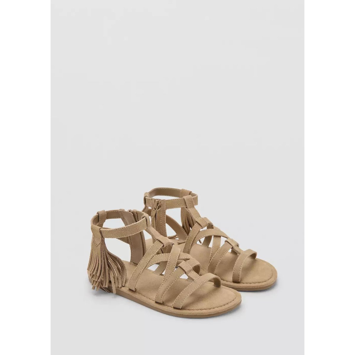 Sandales cuir franges marron, MANGO KIDS